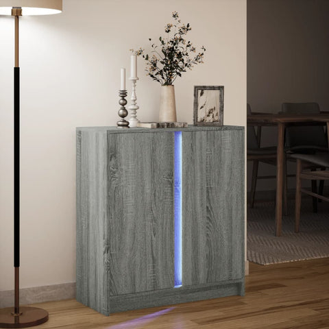 vidaXL LED-Sideboard Grau Sonoma 77x34x85 cm Holzwerkstoff