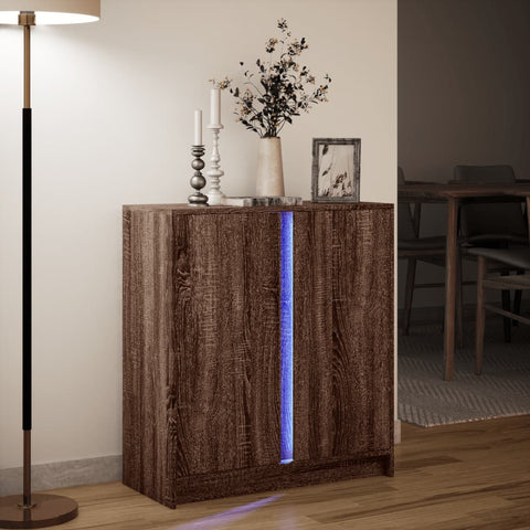 vidaXL LED-Sideboard Braun Eichen-Optik 77x34x85 cm Holzwerkstoff