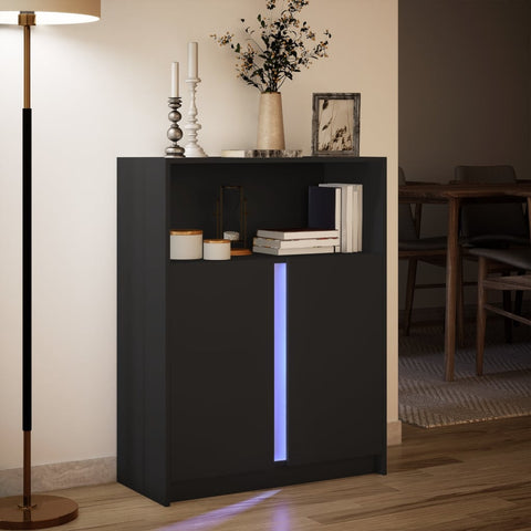 vidaXL LED-Sideboard Schwarz 77x34x100 cm Holzwerkstoff