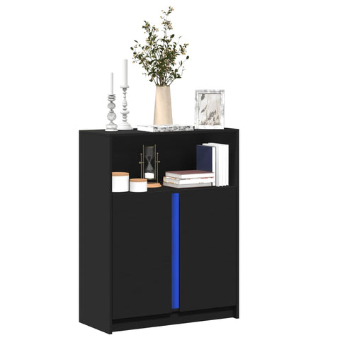 vidaXL LED-Sideboard Schwarz 77x34x100 cm Holzwerkstoff