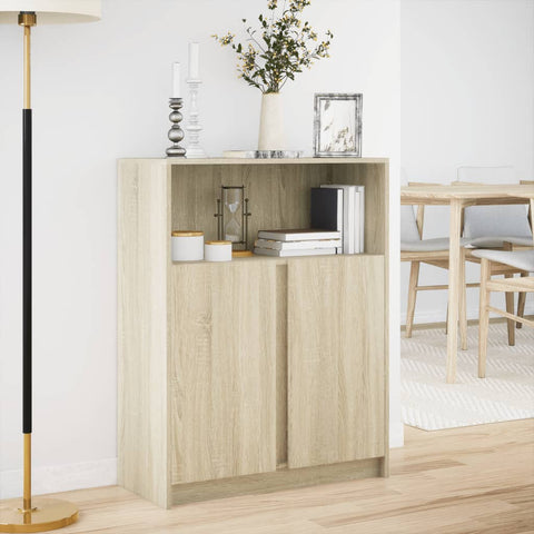 vidaXL LED-Sideboard Sonoma-Eiche 77x34x100 cm Holzwerkstoff