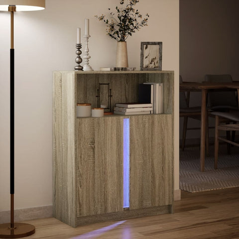 vidaXL LED-Sideboard Sonoma-Eiche 77x34x100 cm Holzwerkstoff