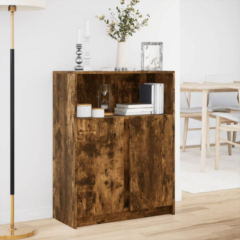 vidaXL LED-Sideboard Räuchereiche 77x34x100 cm Holzwerkstoff