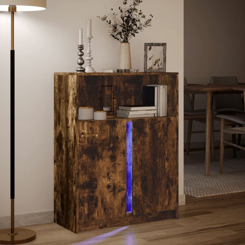 vidaXL LED-Sideboard Räuchereiche 77x34x100 cm Holzwerkstoff