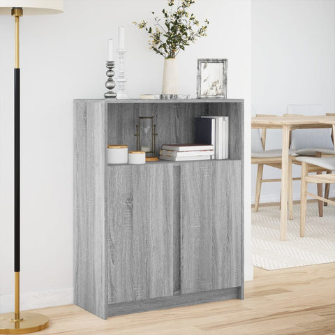 vidaXL LED-Sideboard Grau Sonoma 77x34x100 cm Holzwerkstoff