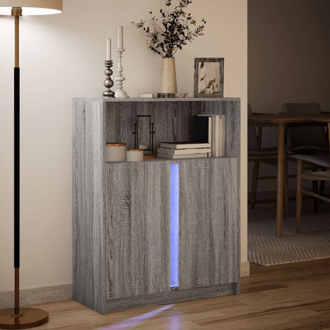 vidaXL LED-Sideboard Grau Sonoma 77x34x100 cm Holzwerkstoff