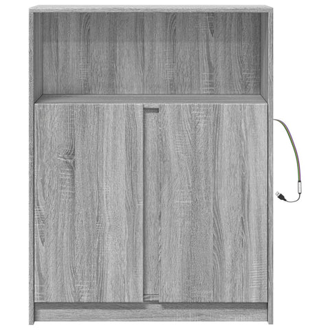 vidaXL LED-Sideboard Grau Sonoma 77x34x100 cm Holzwerkstoff