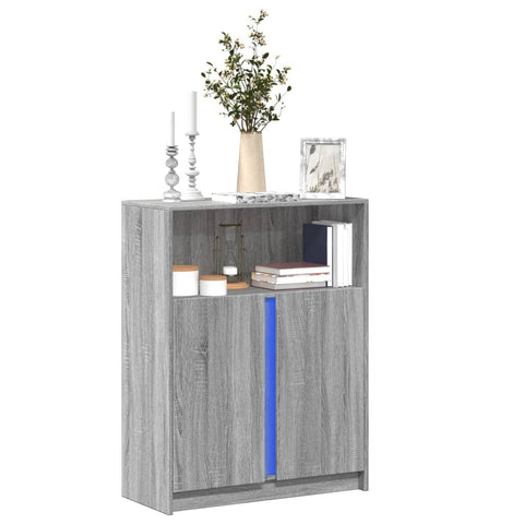 vidaXL LED-Sideboard Grau Sonoma 77x34x100 cm Holzwerkstoff