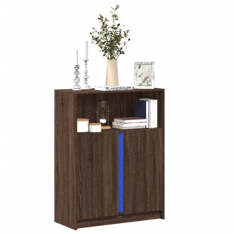 vidaXL LED-Sideboard Braun Eichen-Optik 77x34x100 cm Holzwerkstoff