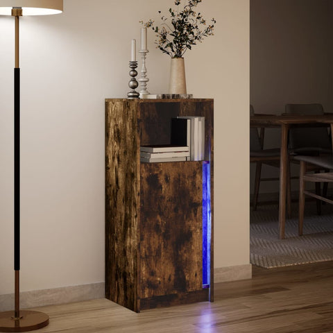 vidaXL LED-Sideboard Räuchereiche 42,5x34x100 cm Holzwerkstoff