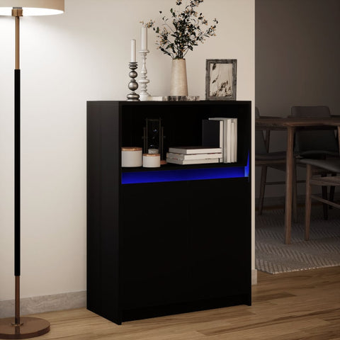 vidaXL Sideboard mit LED Schwarz 72x34x100 cm Holzwerkstoff