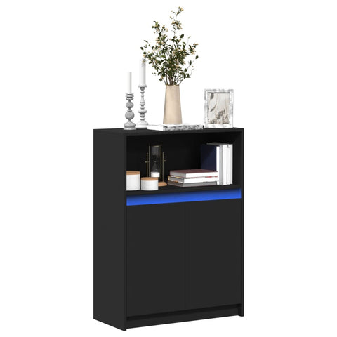 vidaXL Sideboard mit LED Schwarz 72x34x100 cm Holzwerkstoff