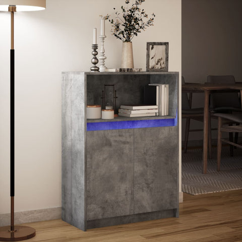 vidaXL Sideboard mit LED Betongrau 72x34x100 cm Holzwerkstoff