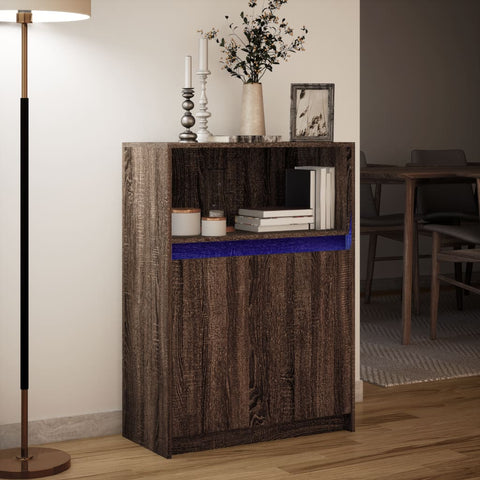 vidaXL Sideboard mit LED Braun Eichen-Optik 72x34x100 cm Holzwerkstoff