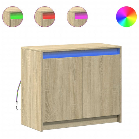 vidaXL LED-Sideboard Sonoma-Eiche 72x34x61 cm Holzwerkstoff