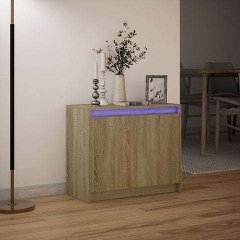 vidaXL LED-Sideboard Sonoma-Eiche 72x34x61 cm Holzwerkstoff