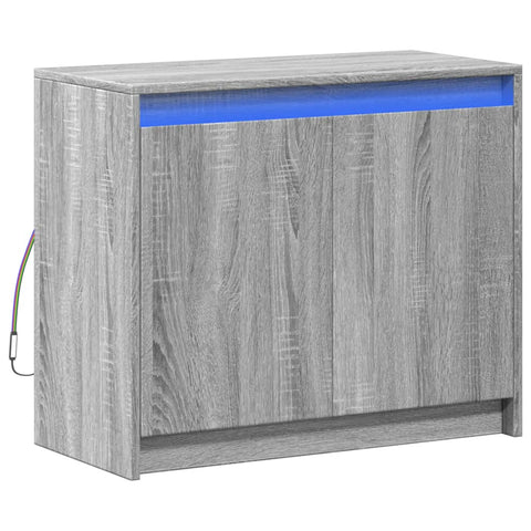 vidaXL LED-Sideboard Grau Sonoma 72x34x61 cm Holzwerkstoff