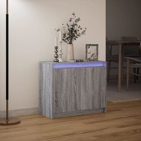 vidaXL LED-Sideboard Grau Sonoma 72x34x61 cm Holzwerkstoff