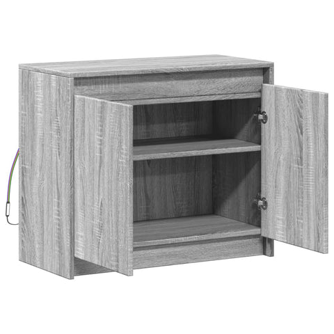 vidaXL LED-Sideboard Grau Sonoma 72x34x61 cm Holzwerkstoff