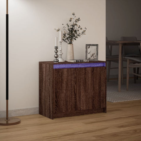 vidaXL LED-Sideboard Braun Eichen-Optik 72x34x61 cm Holzwerkstoff