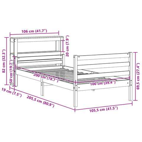 Bettgestell mit Kopfteil ohne Matratze Weiß 100x200 cm