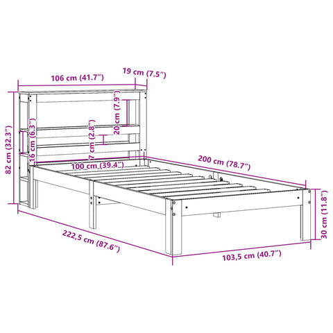 Bettgestell mit Kopfteil ohne Matratze Weiß 100x200 cm