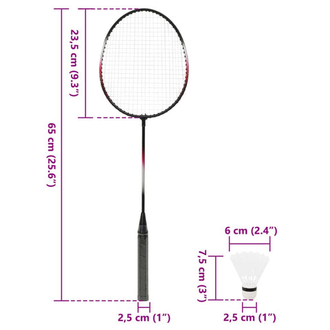 Badminton-Set mit 2 Schlägern, Netz & Tasche 292x30x152 cm