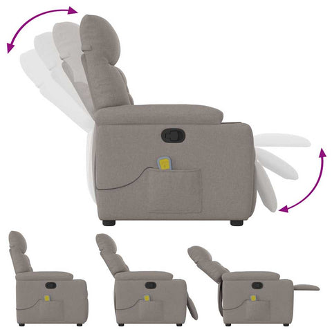 vidaXL Massagesessel Taupe Stoff