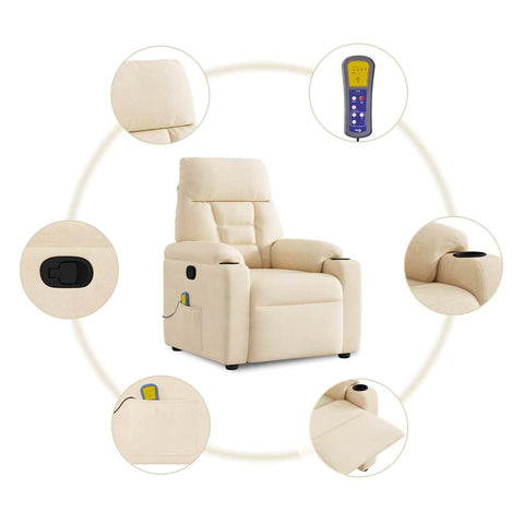 vidaXL Massagesessel Beige Mikrofasergewebe