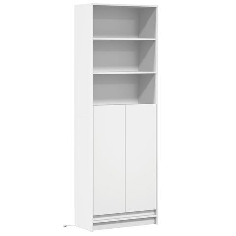 vidaXL Highboard mit LED-Beleuchtung Weiß 69x32,5x200 cm Holzwerkstoff