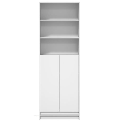 vidaXL Highboard mit LED-Beleuchtung Weiß 69x32,5x200 cm Holzwerkstoff