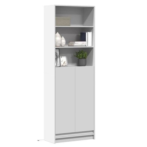 vidaXL Highboard mit LED-Beleuchtung Weiß 69x32,5x200 cm Holzwerkstoff