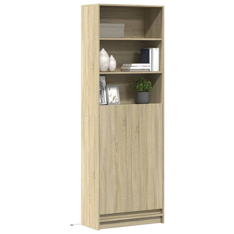 vidaXL Highboard mit LED-Beleuchtung Sonoma-Eiche 69x32,5x200 cm