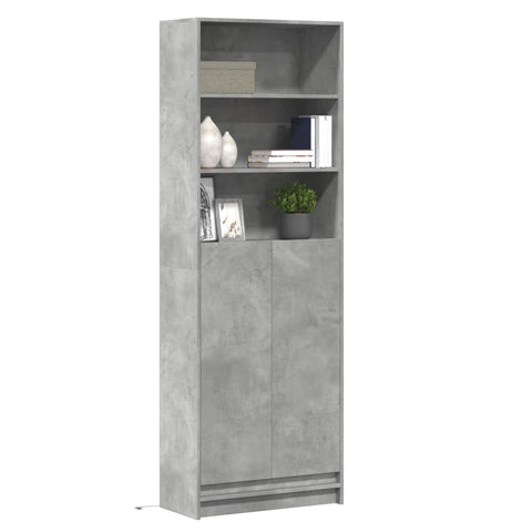 vidaXL Highboard mit LED-Beleuchtung Grau 69x32,5x200 cm Holzwerkstoff