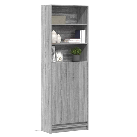 vidaXL Highboard mit LED-Beleuchtung Grau Sonoma 69x32,5x200 cm