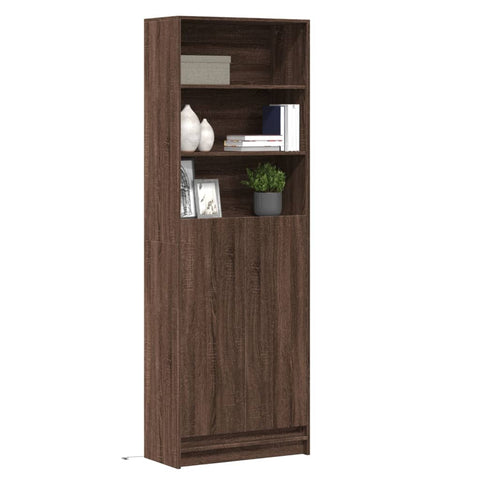 vidaXL Highboard mit LED-Beleuchtung Braun Eichen-Optik 69x32,5x200 cm