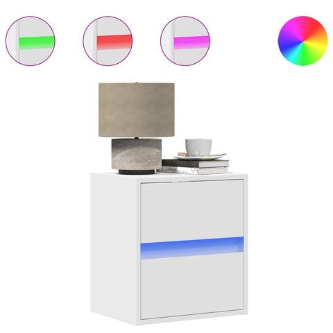 vidaXL Wand-Nachttische mit LED-Leuchten 2 Stk. Weiß