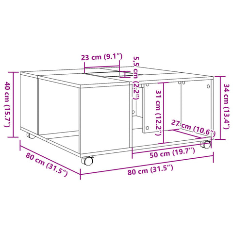 vidaXL Couchtisch Schwarz 80x80x40 cm Holzwerkstoff