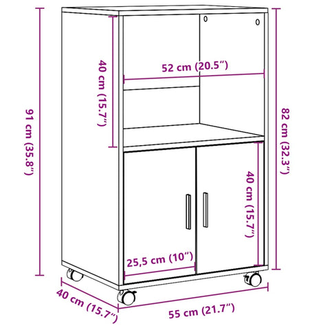 vidaXL Rollschrank Weiß 55x40x91 cm Holzwerkstoff