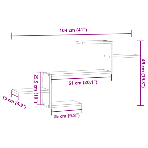 Wandregal Betongrau 104x15x49 cm Holzwerkstoff