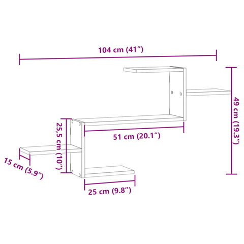 Wandregal Grau Sonoma 104x15x49 cm Holzwerkstoff