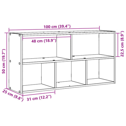 Wandregal Sonoma-Eiche 100x25x50 cm Holzwerkstoff