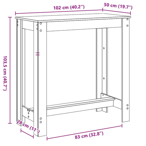 Bartisch Braun Eichen-Optik 102x50x103,5 cm Holzwerkstoff