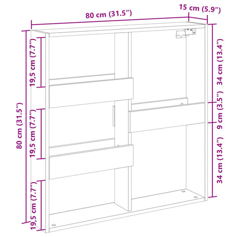 vidaXL Wandschrank Weiß 80x15x80 cm Holzwerkstoff