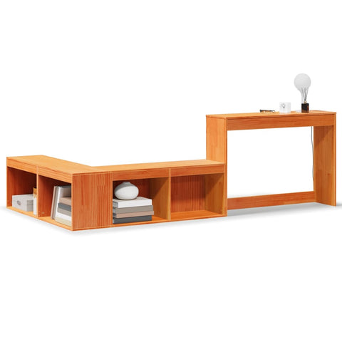 vidaXL Nachttisch mit Schreibtisch Wachsbraun 232x122x75 cm Massivholz