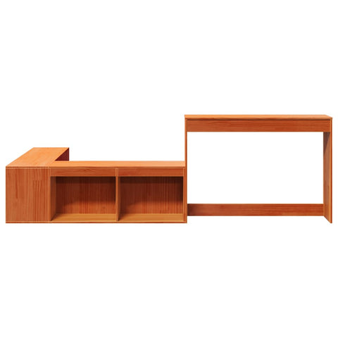 vidaXL Nachttisch mit Schreibtisch Wachsbraun 232x122x75 cm Massivholz