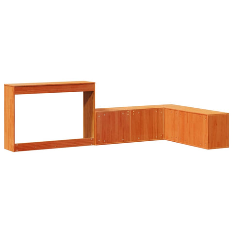 vidaXL Nachttisch mit Schreibtisch Wachsbraun 232x122x75 cm Massivholz