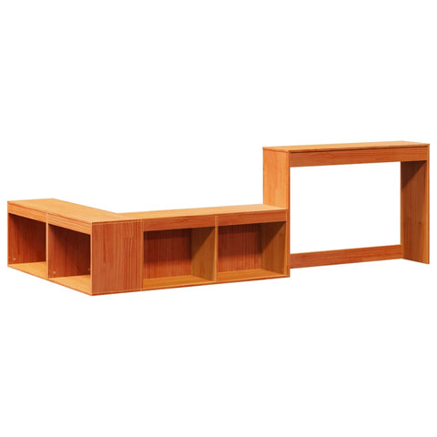 vidaXL Nachttisch mit Schreibtisch Wachsbraun 232x112x75 cm Massivholz