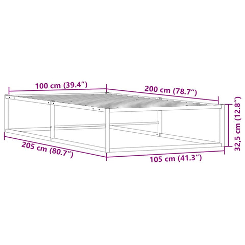 Bettgestell ohne Matratze Weiß 100x200 cm Metall