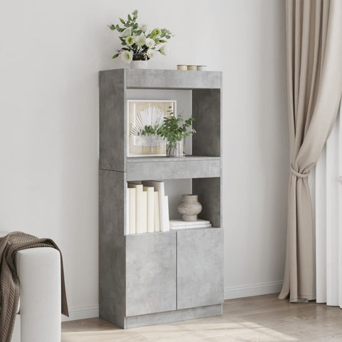 vidaXL Highboard Betongrau 63x33x140 cm Holzwerkstoff